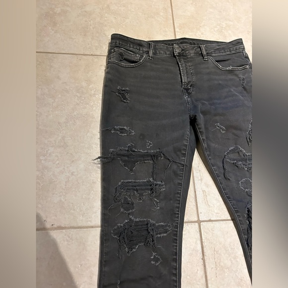Men’s American eagle size 34x32 ripped skinny jeans colour black - Picture 4 of 11